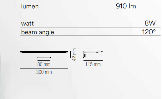 Applique da specchio led integrato con struttura in alluminio e diffusore in acrilico con fissaggio su cornice o su specchio 8W 910lm 4000°k collezione WALLY Applique da specchio led integrato con struttura in alluminio e diffusore in acrilico con fissaggio su cornice o su specchio 8W 910lm 4000°k collezione WALLY